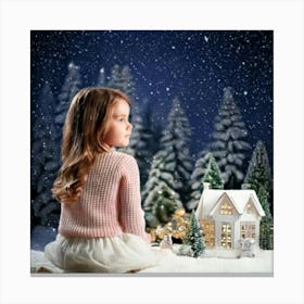 Firefly Little Girl Gazing At A Snowy Christmas Scene 14821 (2) Canvas Print