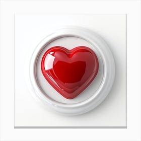 Red Heart On White Background Canvas Print