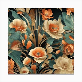 Art Deco flowers 1 Canvas Print