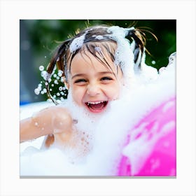 Little Girl Having Fun In The Bath Canvas Print