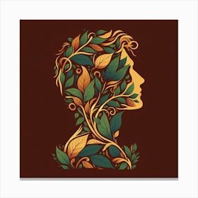 Portrait Of A Woman With Leaves 1 Canvas Print