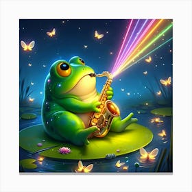 A Croaking Frog With A Saxophone That’S Also A Laser Show 2 Canvas Print