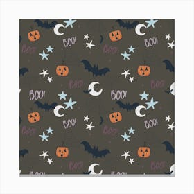 Halloween Pattern Charcoal Canvas Print