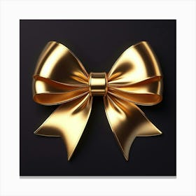 Golden Bow On Black Background 2 Canvas Print