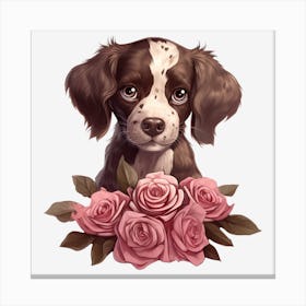 Springer Spaniel With Roses Canvas Print