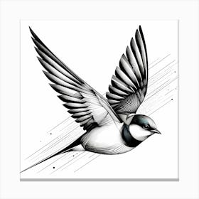 Swallow Bird - Abstract Line Art Illustration 188 Canvas Print