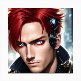 Surreal sci-fi anime cyborg limited edition 7/10 different characters Red haired antagonist Canvas Print