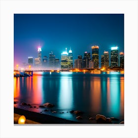 New York City Skyline At Night Canvas Print