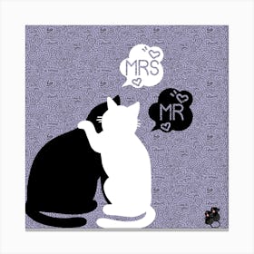 Wedding Love Cats Hug Romantic Canvas Print