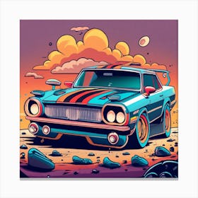 Retro Car Illustration Canvas Print