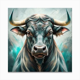 Head Of A Black Bull Canvas Print