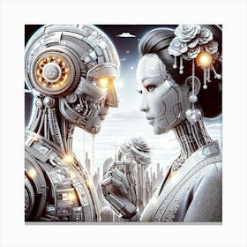 Robot Couple Canvas Print