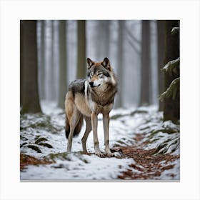 Wolf In The Woods 8 Canvas Print