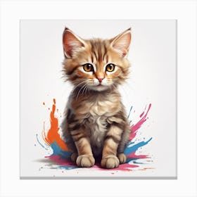 Kitten With Paint Splashes Canvas Print