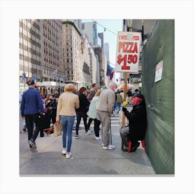 Homeless Man Selling Pizza Canvas Print