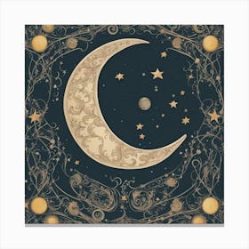 Moon And Stars 2 Canvas Print