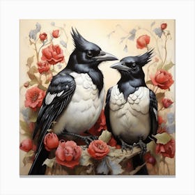 Magpies Bird Painting Art Print Canvas Print