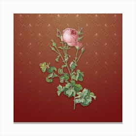 Vintage Celery Leaf Cabbage Rose Botanical on Falu Red Pattern n.1763 Canvas Print