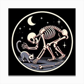 Skeleton And Cat Canvas Print