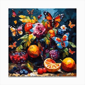 Oranges, Blueberries and Butterflies Canvas Print