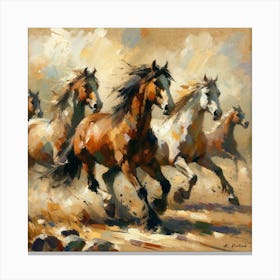 Horses Galloping Art Print Canvas Print