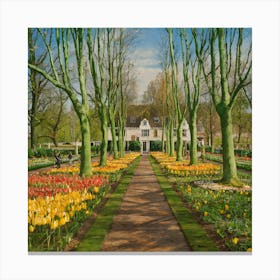 Keukenhof Gardens Netherlands Vintage Botanical (3) 1 Canvas Print