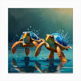 Turtles In The Water 2 Canvas Print