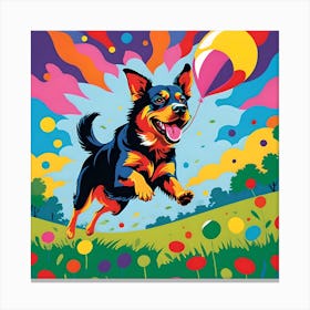 FRISBY CHASING DOG Canvas Print