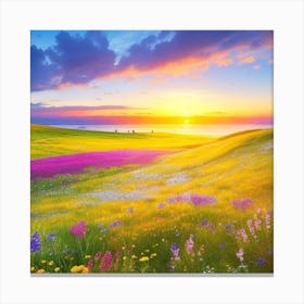 Wildflowers At Sunset Canvas Print