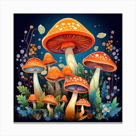 Mushrooms And Flowers 29 Canvas Print