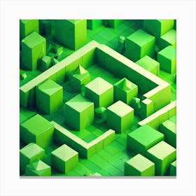 Abstract Green Cubes Canvas Print