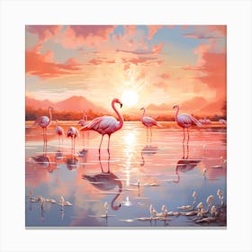 Flamingo Whispers: Brushstroke Ballet Canvas Print