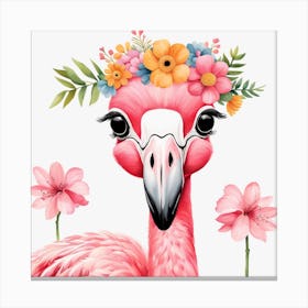 Floral Baby Flamingo Nursery Illustration (31) Canvas Print