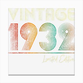 90 Years Old Vintage 1932 90th Birthday Gifts Women Men 1 Canvas Print