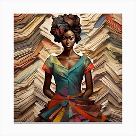 Woman In Front Of Books Canvas Print