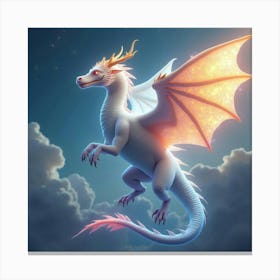 An Ethereal Dragon With Scales Of Shimmering, Cosmic Light Soaring Through A Dreamlike Sky 1 Canvas Print