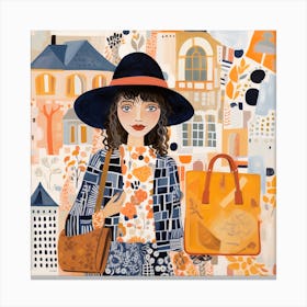 Girl In Hat Canvas Print