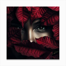 Red Poinsettia Leaves Canvas Print