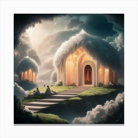 Fairytale House In The Clouds Canvas Print