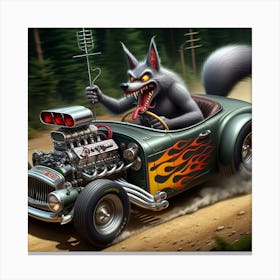Wolf In A Hot Rod 4 Canvas Print