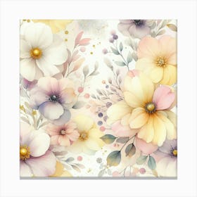 Watercolor Flowers Seamless Pattern Canvas Print