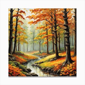 Forest In Autumn In Minimalist Style Square Composition 307 Canvas Print