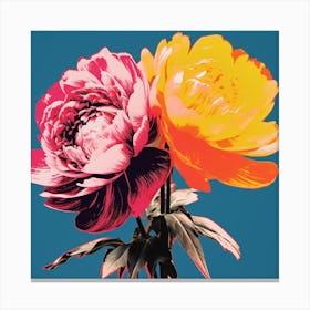 Andy Warhol Style Pop Art Flowers Peony 2 Square Canvas Print