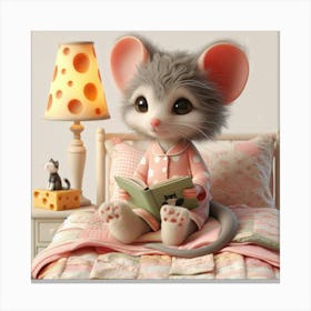 The mouse is reading a book 3 Canvas Print