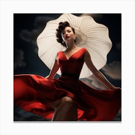 Woman In A Red Dress 1 Canvas Print