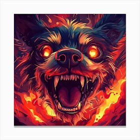 Wolf In Flames Canvas Print