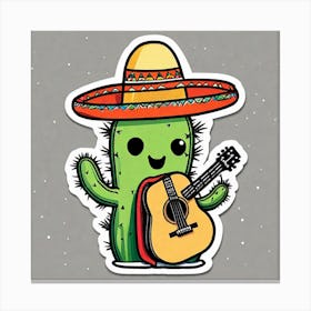 Cactus With Guitar 3 Canvas Print