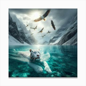 White Tiger In The Water 2 Canvas Print