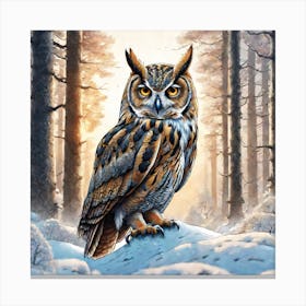 Owl In The Woods 55 Canvas Print