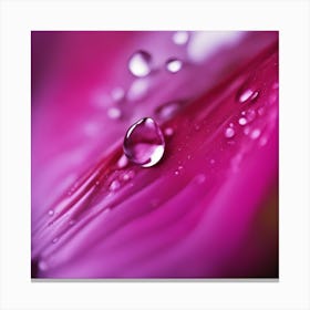 A Close Up Of A Delicate Raindrop On A Vibrant Flower Petal, Showcasing Its Reflective Surface And I (3) Canvas Print